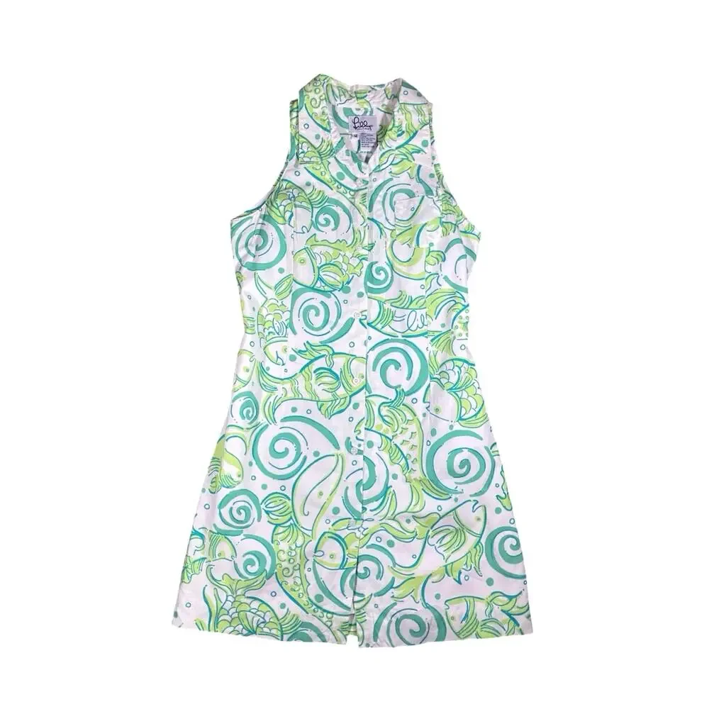 Vintage Lilly Pulitzer Floral Fish Sleeveless Dress - 12